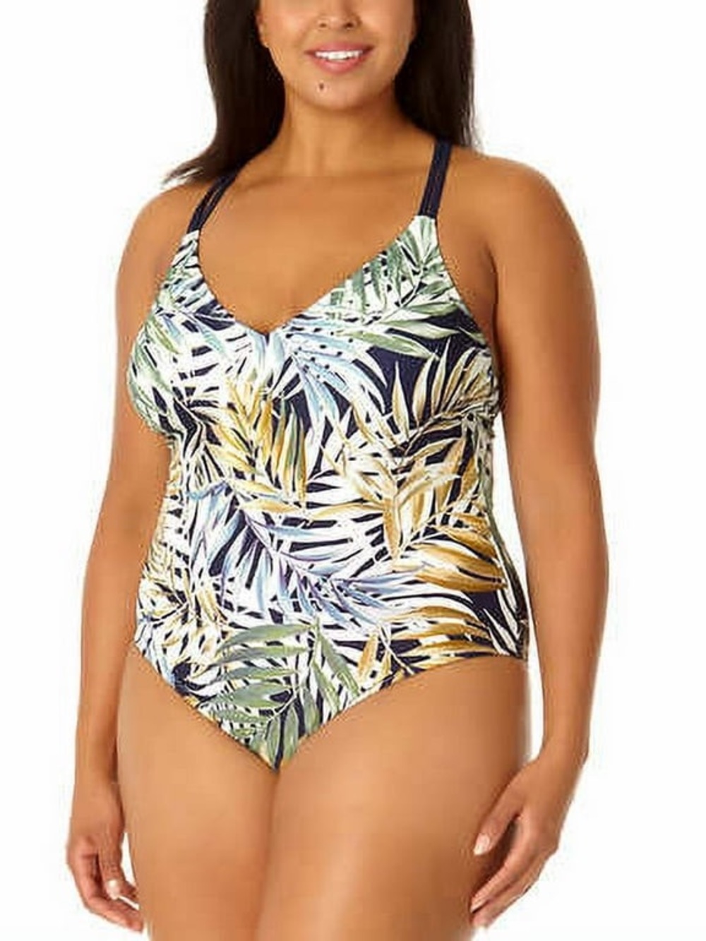 Hurley One Piece Swimsuit Cayman Palms Womens Tropical V-Neck Strappy XL NWOT